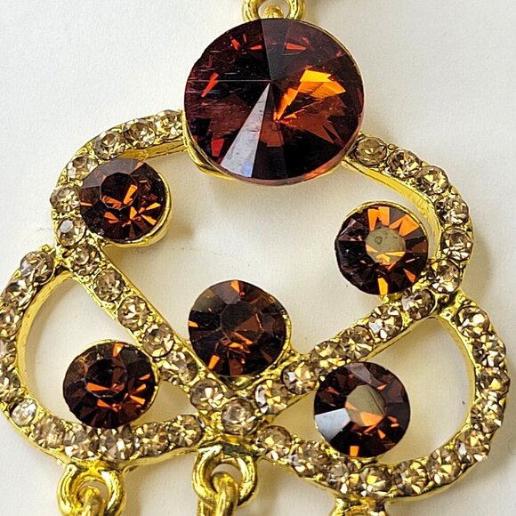 Amber Crystal Chandelier Earrings Bridal Earrings Dramatic Statement Earrings - Picture 5 of 8